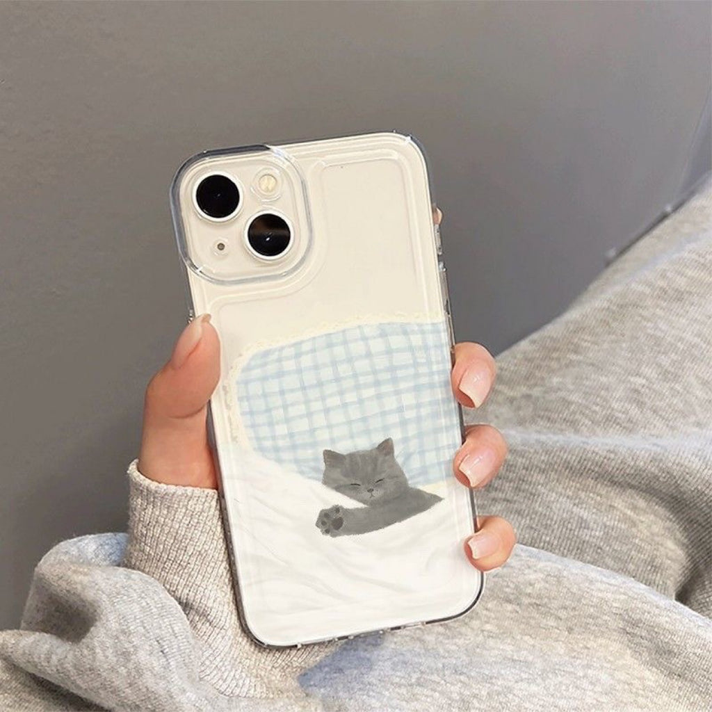 Motif de chiot chat pour les amoureux Cas de téléphone transparent