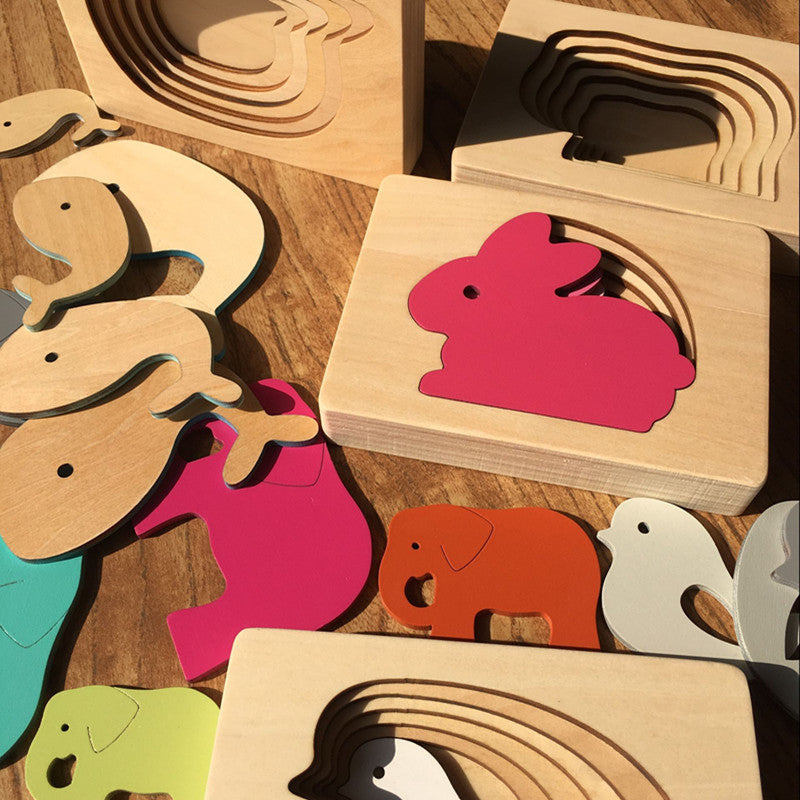 Jouet de puzzle en bois épais et multicouche pour les enfants