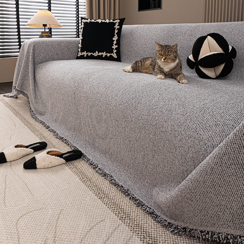 Solid-color Chenille Toute la saison Skin-friendly Cat-proof Wear-résistant Canapé Couverture lancer