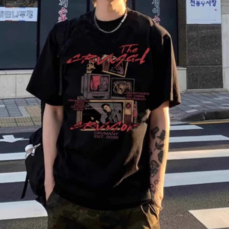 T-shirt American Retro Short Sleeve Hommes