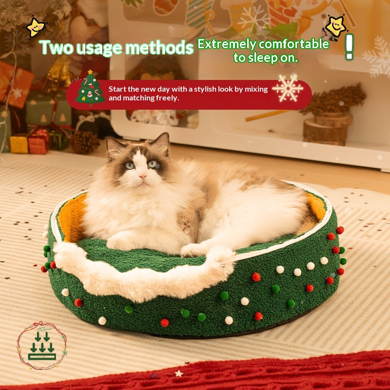 Nest de chat de Noël hiver chaud quatre saisons universel amovible et lavable