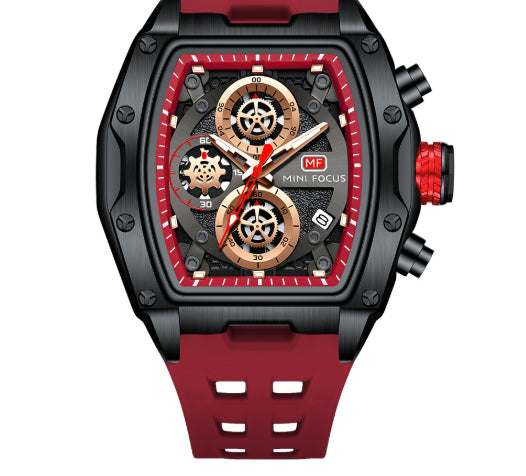 Chronographe sport Track-Style Montre homme avec verre courbé et openwork design