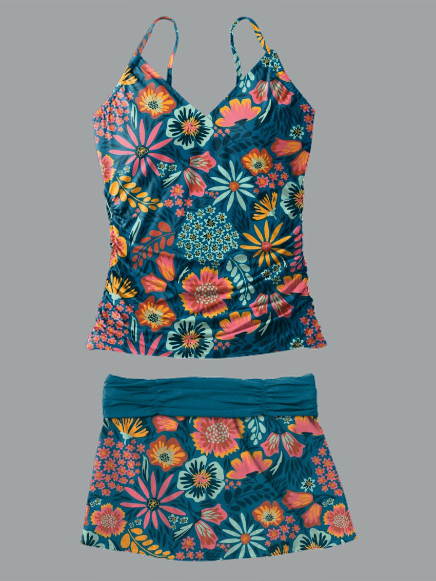 Femmes Strappy Bikini avec motif floral créatif