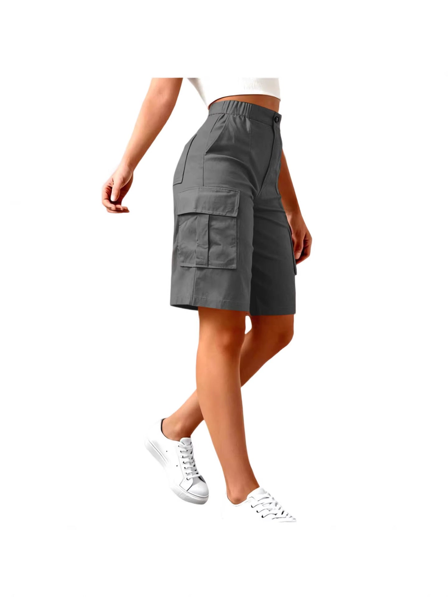Shorts de fret haute taille pour femmes avec des poches multiples