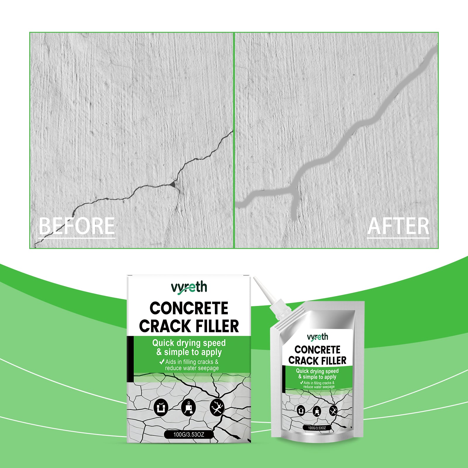 Remplisseur de fissure imperméable 1 00g-1box