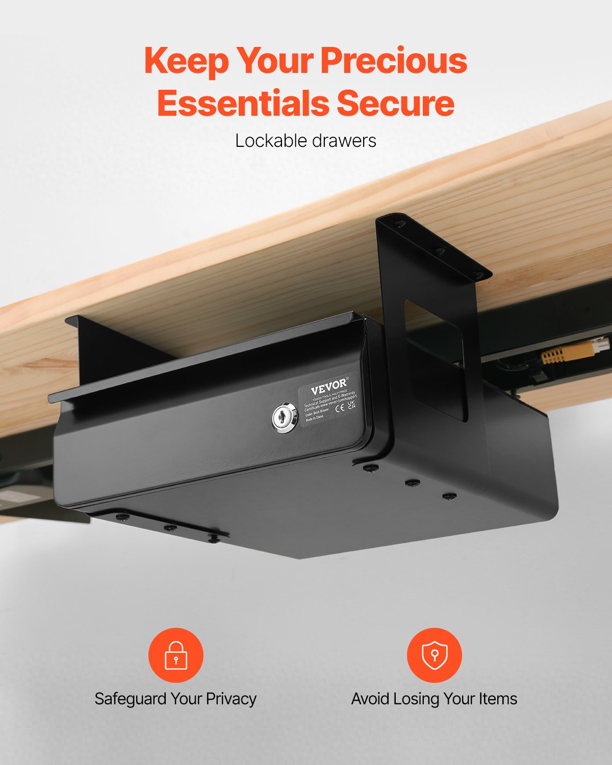 VEVOR 13" Grand tiroir sous bureau coulissant