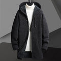 Automne d'hiver Hommes doublés de polaire mi-longueur Zipper Chandail à capuche Cardigan