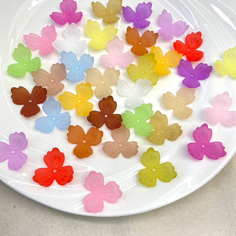 Perles de fleurs acryliques 3-Petal givrées