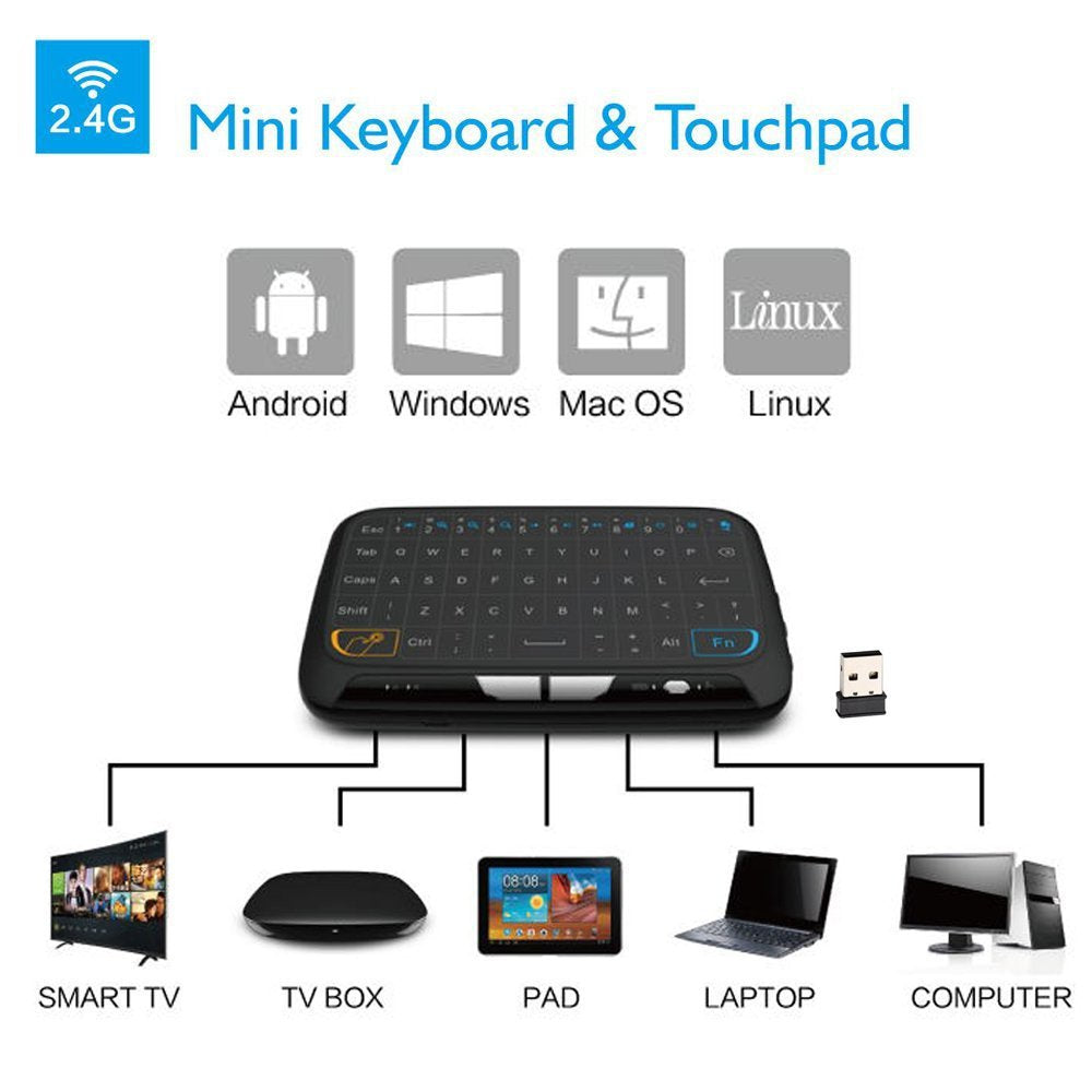 Mini H18 Clavier sans fil 2.4GHz AirFly Mouse Télécommande Jeu Touchpad pour Android TV