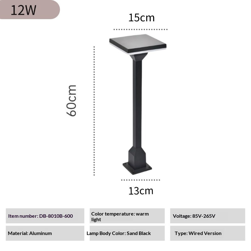Lampe de cour en aluminium de poteau lumineux extérieur de jardin