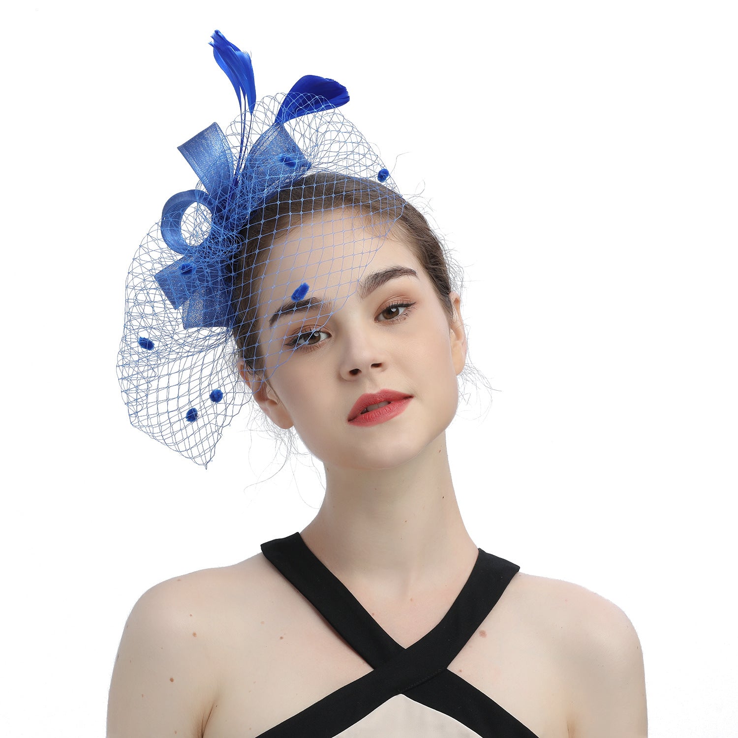 Mariée Veil Cheveux Bow Haut Chapeau Coiffure Fleur Couverture Face Mesh Head