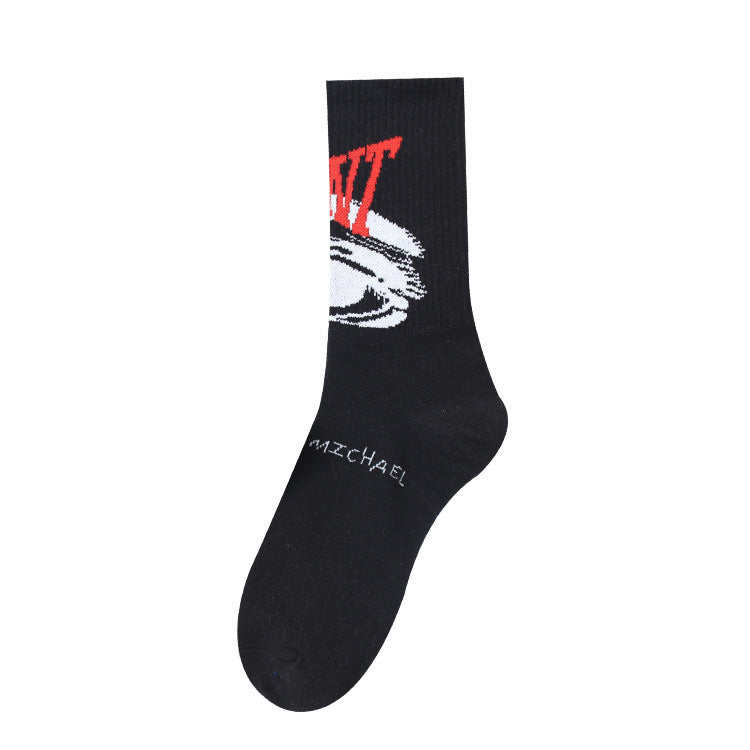 Graffiti Lettre Chaussettes de sport en coton mi-calf