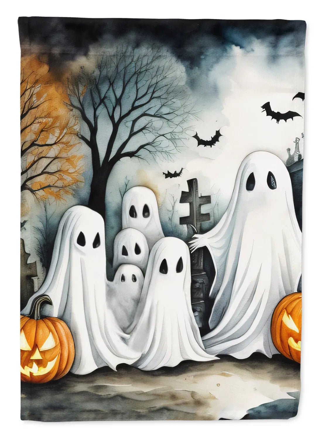 Fantômes Spooky Maison d'Halloween Drapeau Grand Porc Manches Pole décoratif extérieur Bannière