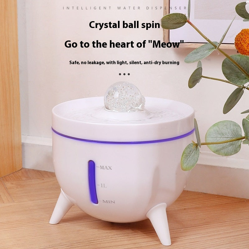 Dispensateur d'eau pour animaux de compagnie à filtre circulaire automatique de boule de cristal