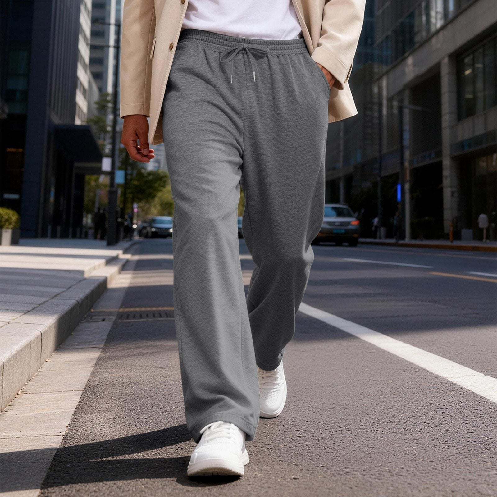 Pantalons à cordes à cordon droit pour hommes