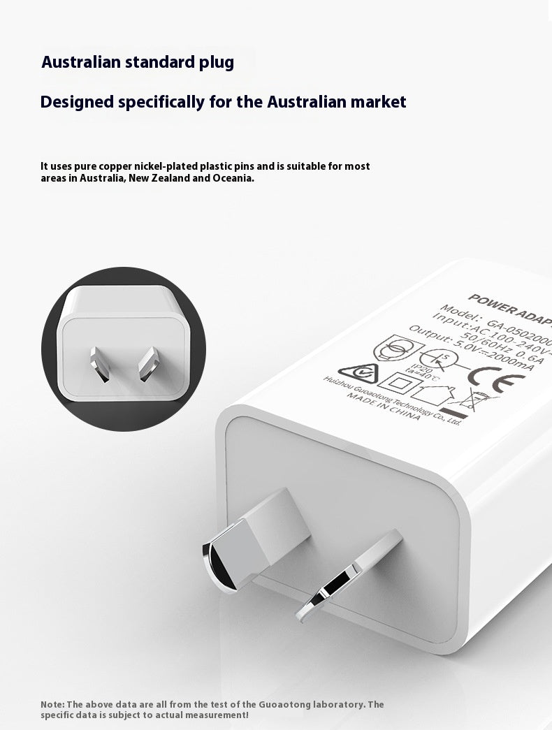 5V1A 5V2A Chargeur de téléphone portable australien standard Australie Universal Phone