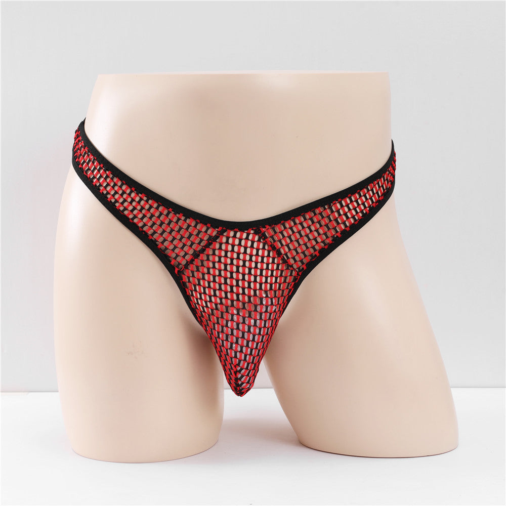 Mesh Hommes Voir à travers respirant Sexy T-forme U Convex Hollow-out Grand Mesh Sexy Underw