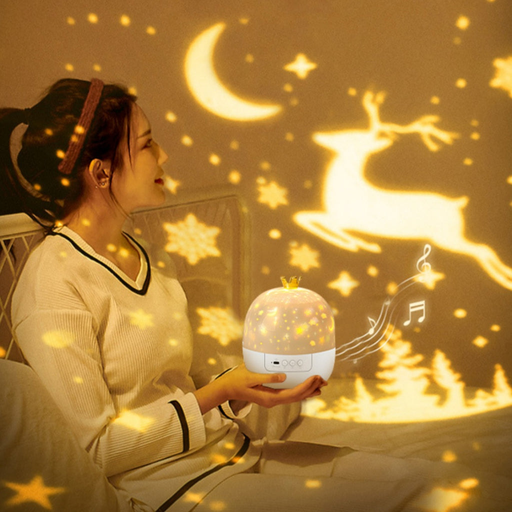 Dream Starry Sky Music Box Cadeau d'anniversaire Couronne Starry Sky Projection Lampe