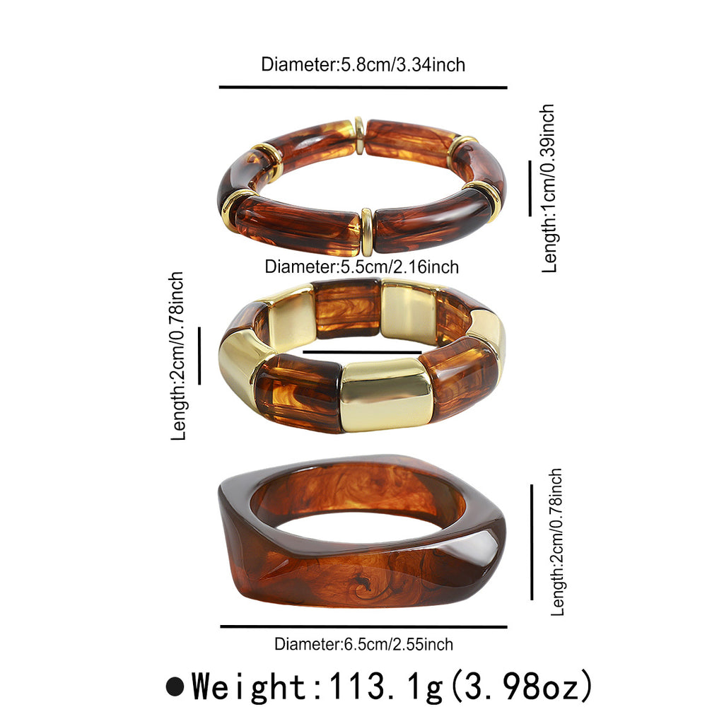 Set de bracelet en acrylique translucide géométrique poli