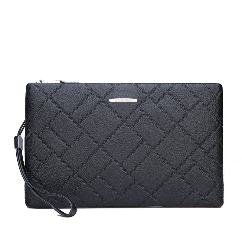 Sac à embrayage de grande capacité pour hommes en cuir souple élégant