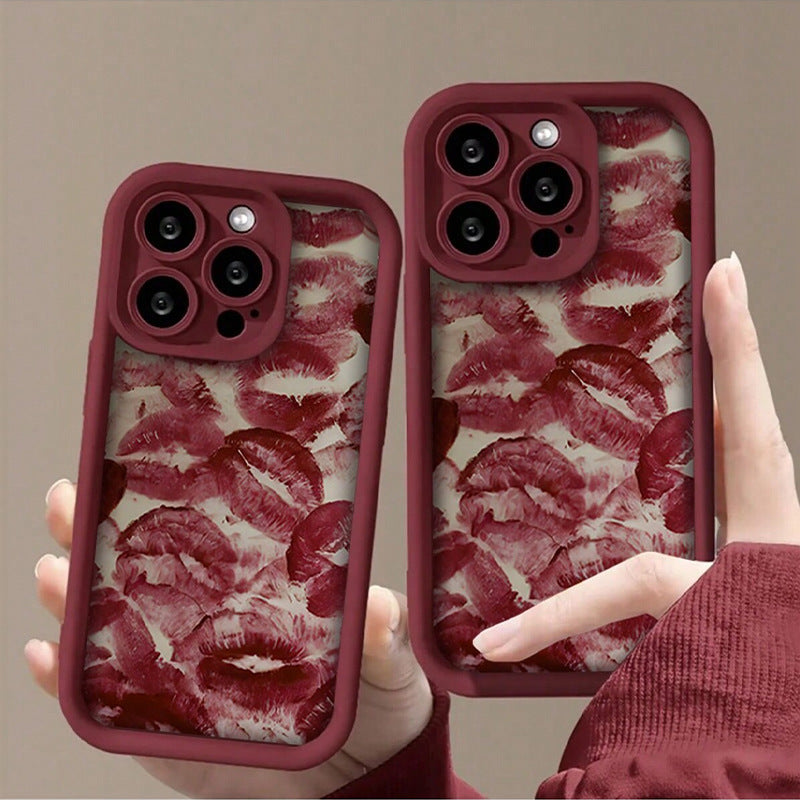 Red Lip Print Couverture de protection pour téléphone portable tout compris résistant à la chute
