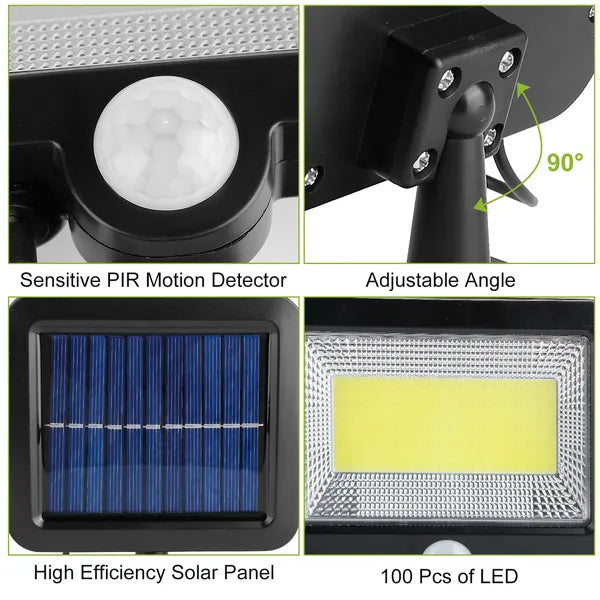Éclairage mural solaire Outdoor 100 LED perles détecteur de mouvement lampe IP65 étanche