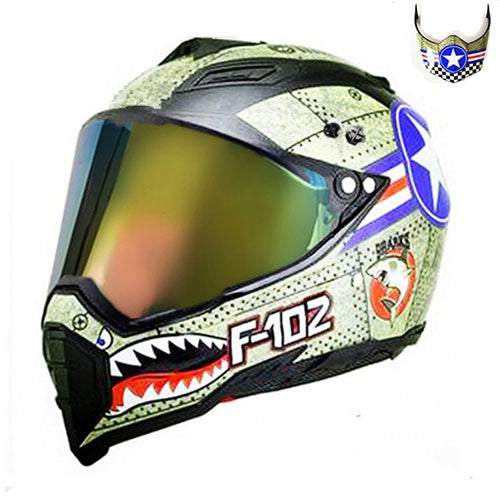 Beau casque complet de moto hors route