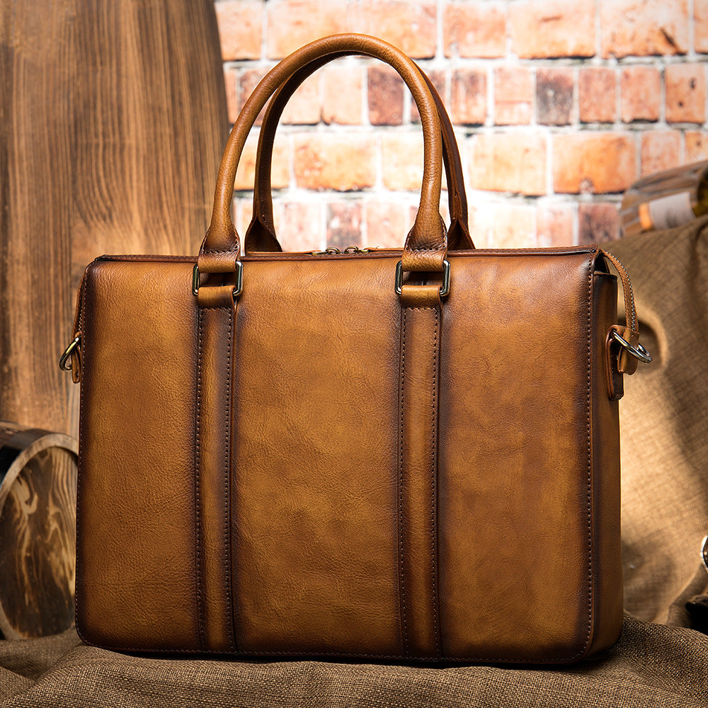 Porte-monnaie en cuir vintage pour homme Affaires tendance Sac à main informatique 14 pouces
