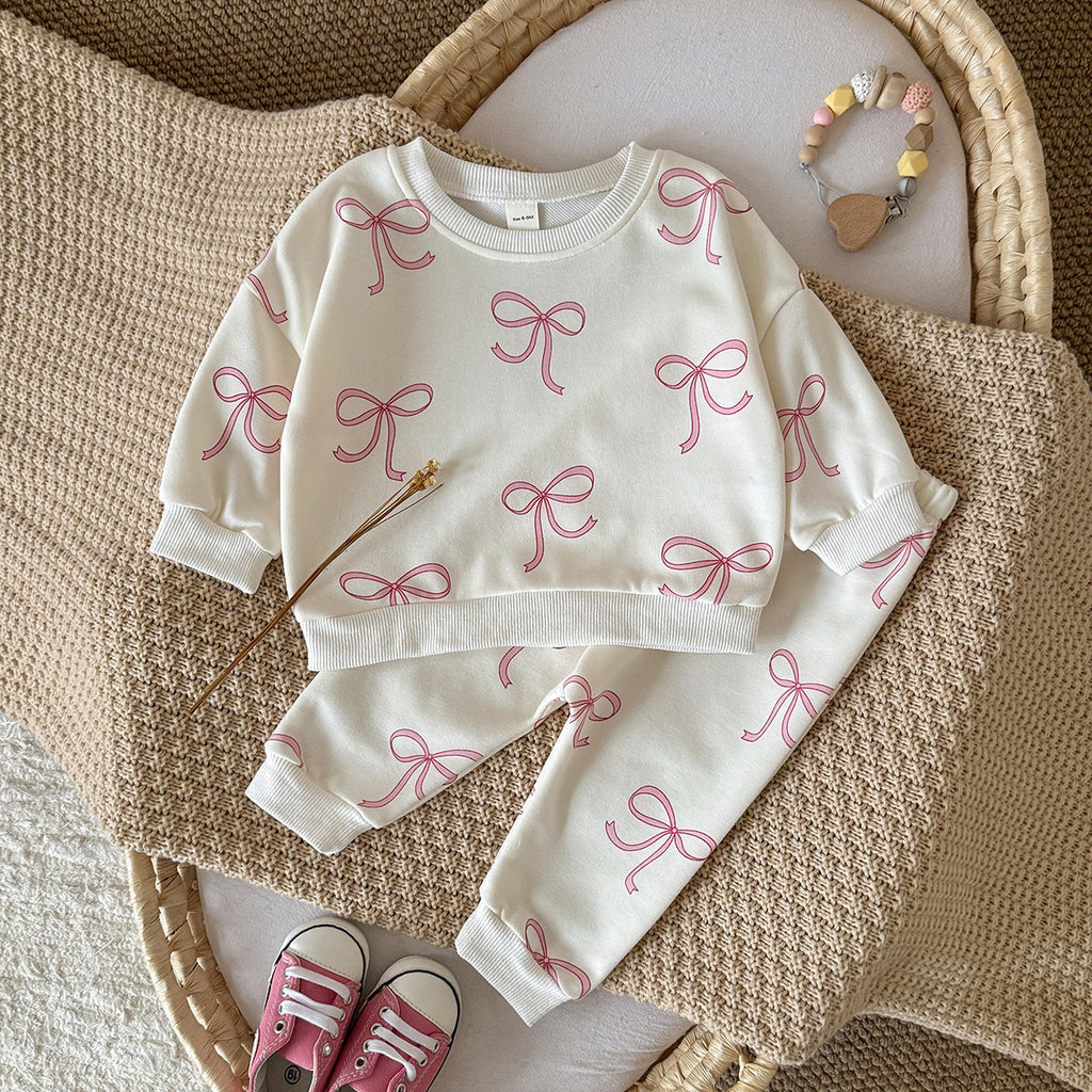 Ensemble de deux pièces imprimées pour bébé et tout-petit Bow-Knot