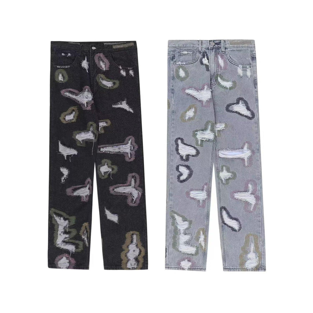 Jeans de patchwork lourd de style américain