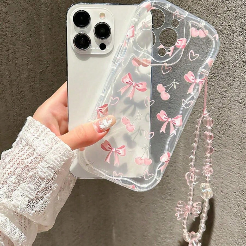 Bovin en plastique Cherry Heart case de téléphone transparent