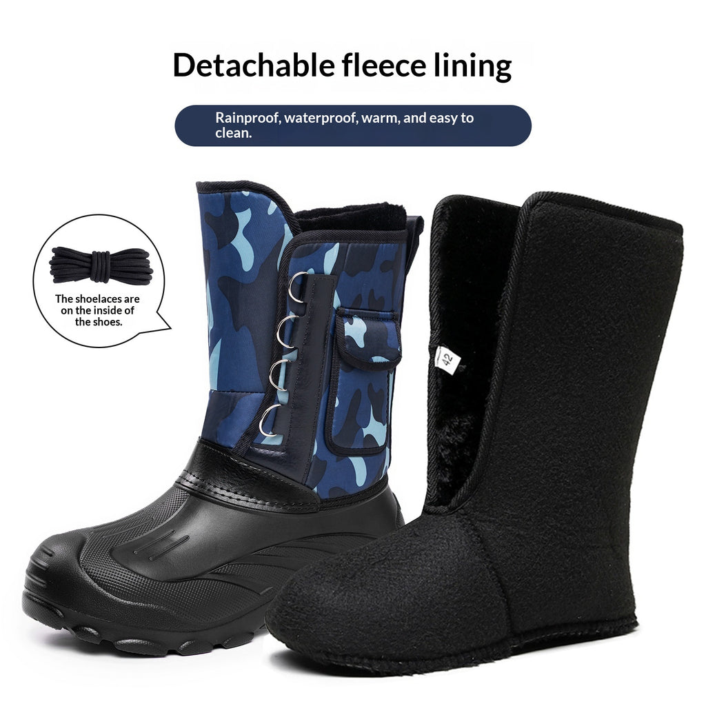 Bottes de neige hautes et épaisses, doublées de polaires d'hiver pour hommes