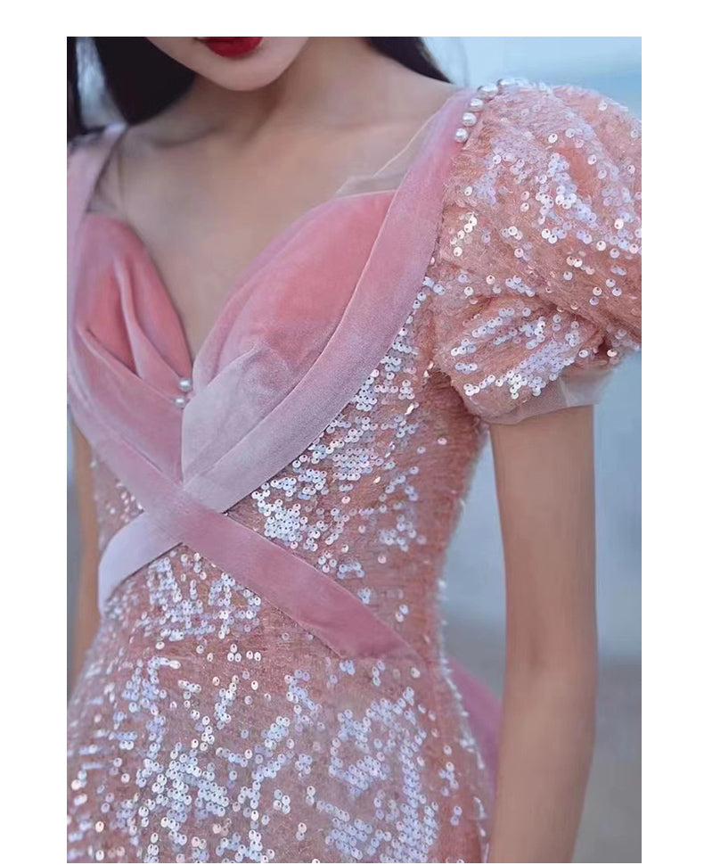 Robe de soirée rose pour les femmes de luxe haut de gamme