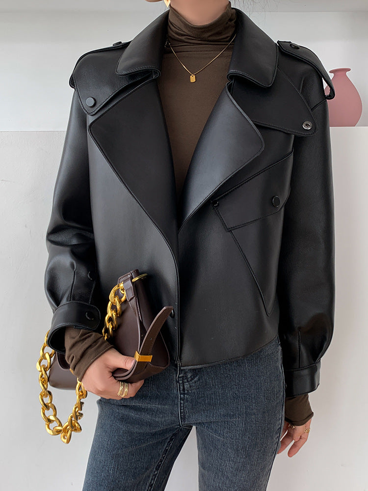 Veste en cuir véritable Veste pour femmes Manteaux en cuir mince