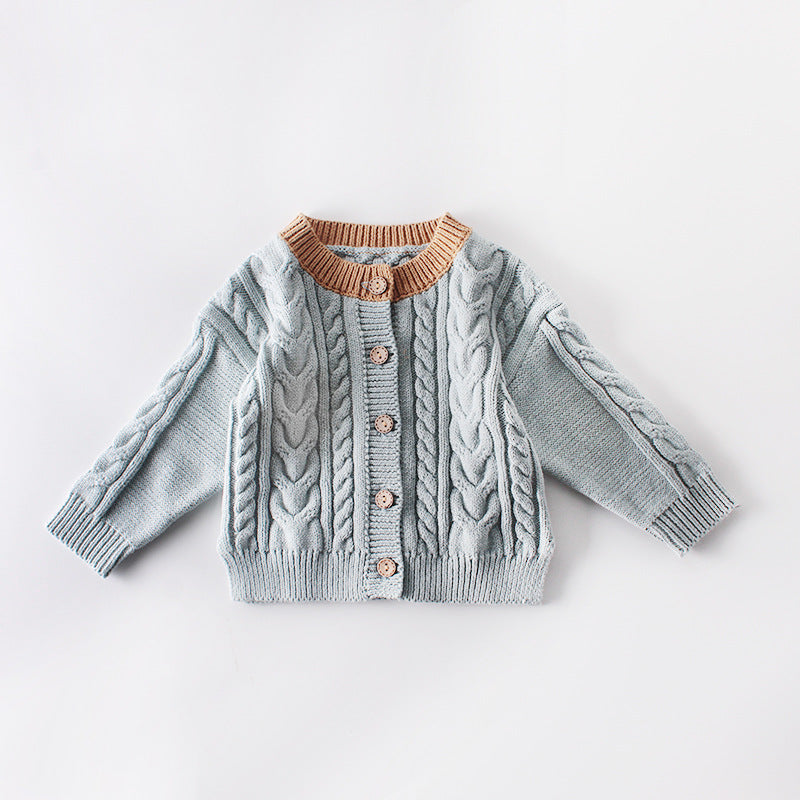 Chandail d'enfant Twist Knit Coat Top Cardigan tout-match