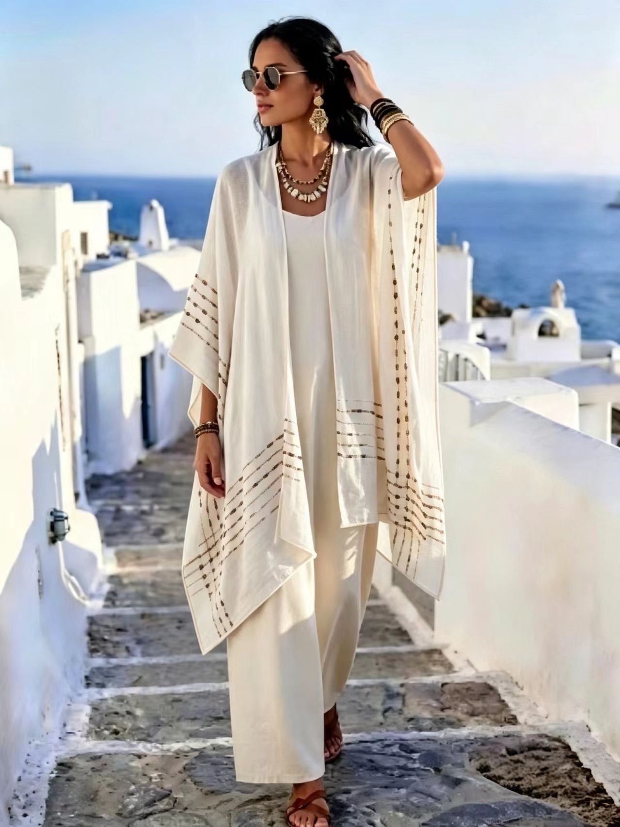 Nouveau style Sun-protective Shaw Womens Resort-style Knitted Cardigan