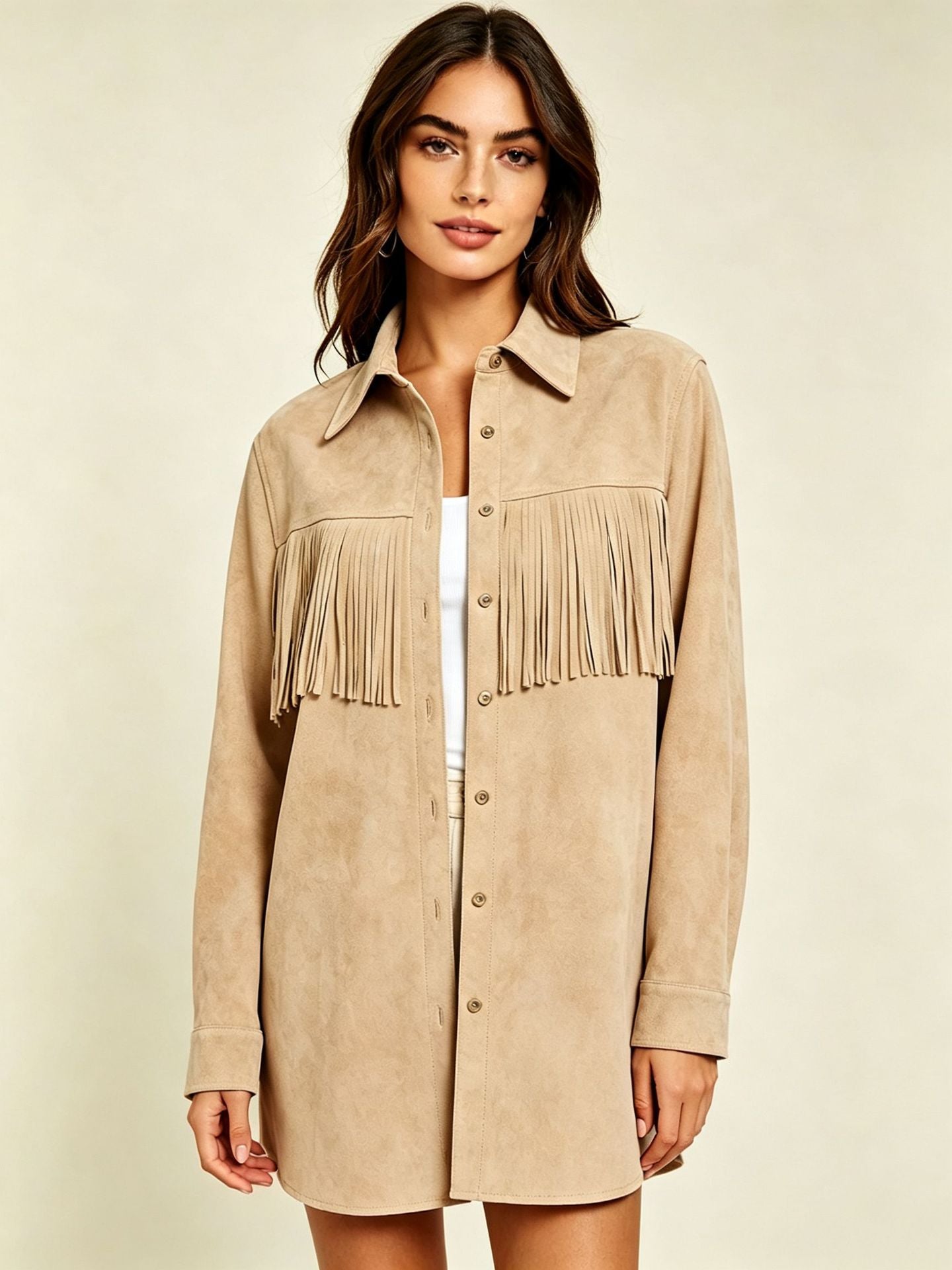 Femmes Suede Tassel Casual Shirt