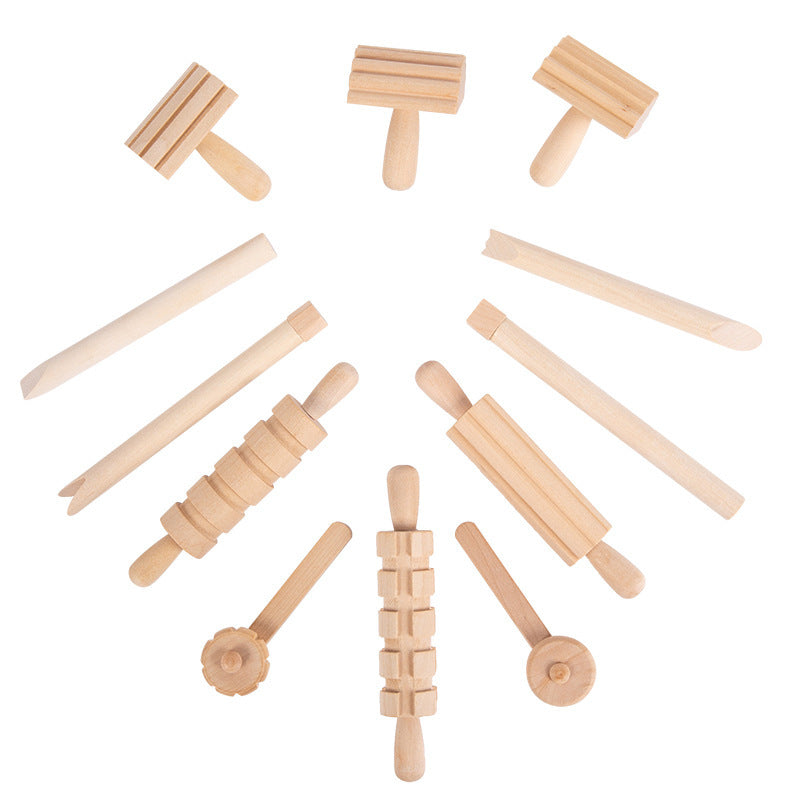 Ensemble de jouets de joint de rouleau d'épingle à rouleaux en bois massif