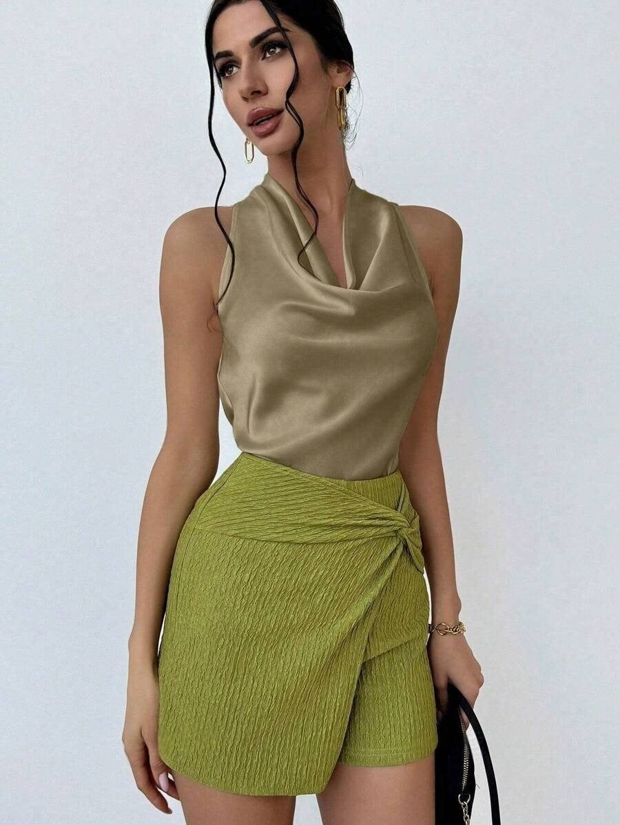Women's Solid Color Sleeveless Satin Blouse