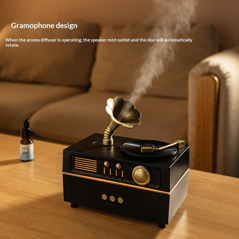 Rétro Rotation Phonographe Aromathérapie Diffuseur Bluetooth Haut-parleur Créatif Piec décoratif