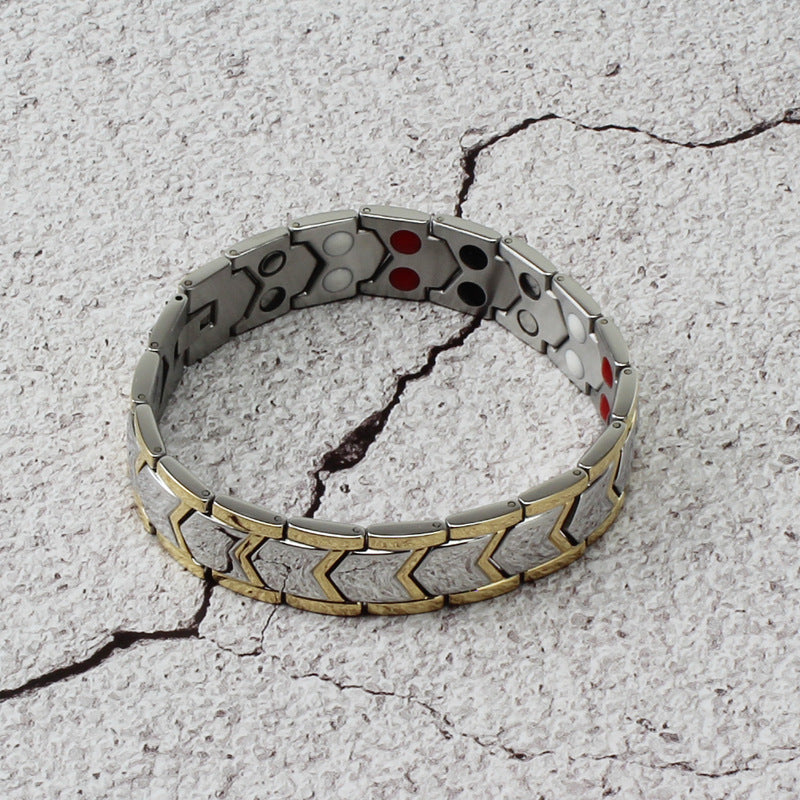 Bracelet magnétique à double rangée en or