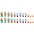 Stickers 24 pièces de style long Coffin Acrylic Nail Art avec 3D Sphérical Ballon Design
