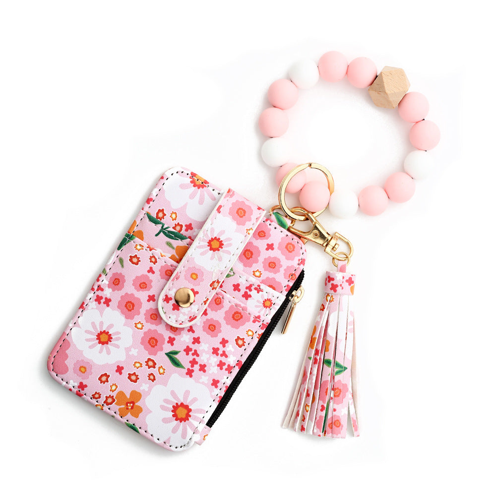Sac de cartes en cuir imprimé floral pour femmes