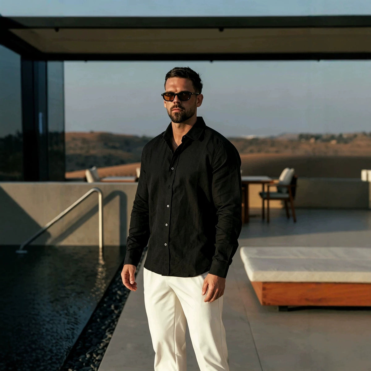 Hommes Linge de maison manches longues chemise casual et respirant