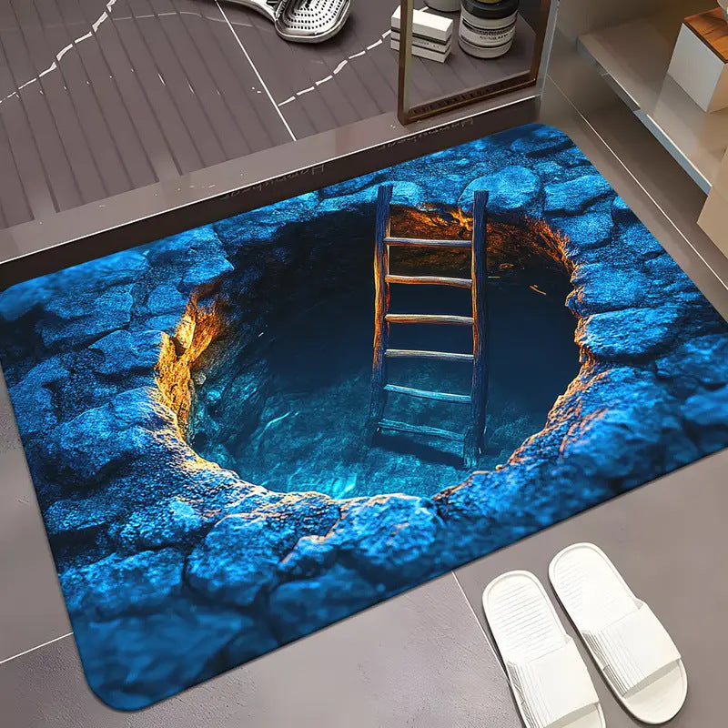 Effet visuel 3D Maison Ground Mat Salle de bain antidérapante