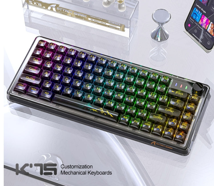 Shark d'attaque K75RGB Bouchon de joint transparent Bluetooth mécanique sans fil