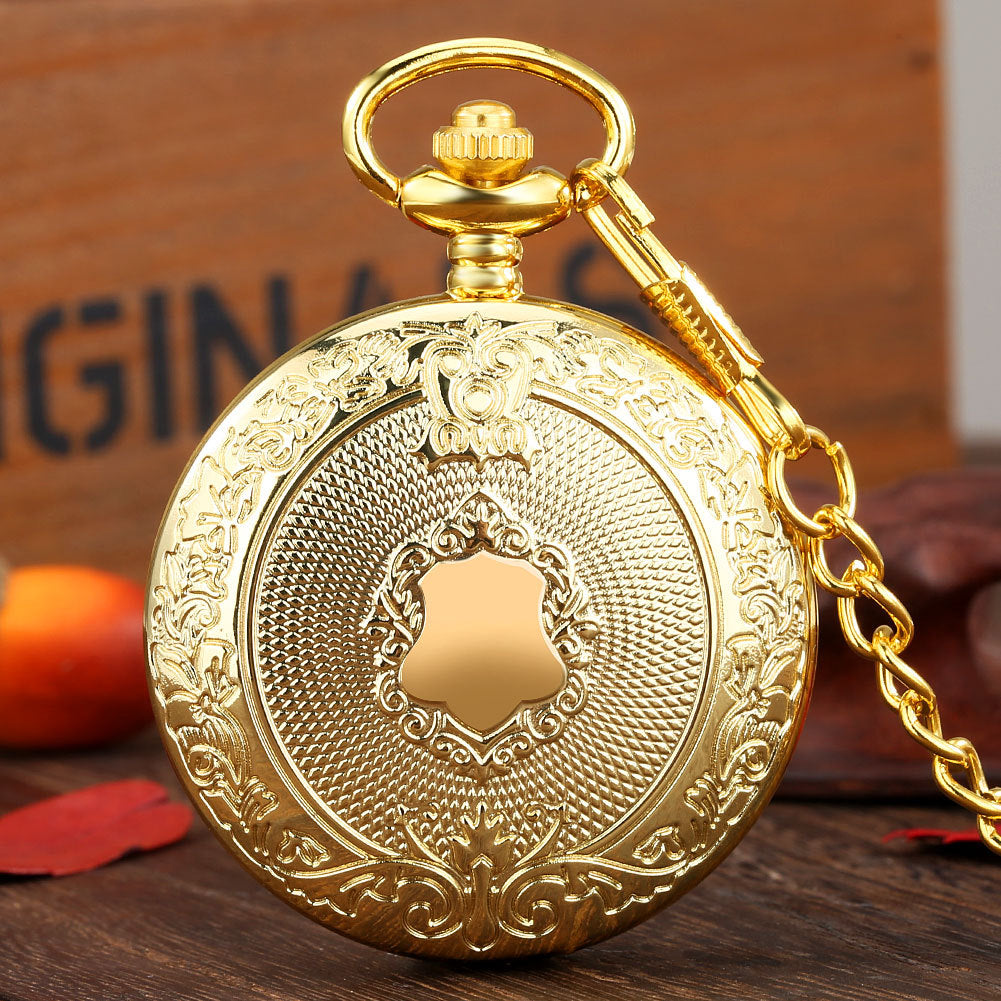 Bouclier doré modèle Grande montre de poche Montre à quartz romaine