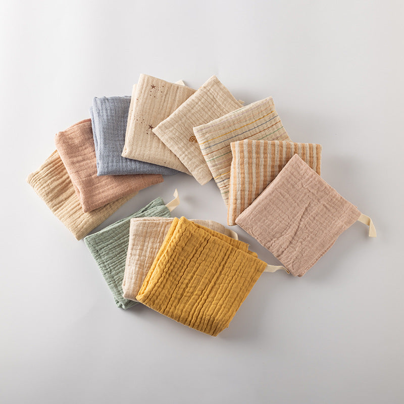 Simple bébé Gauze coton Serviette carrée à quatre couches Salive Serviette visage vêtement couleur soins infirmiers