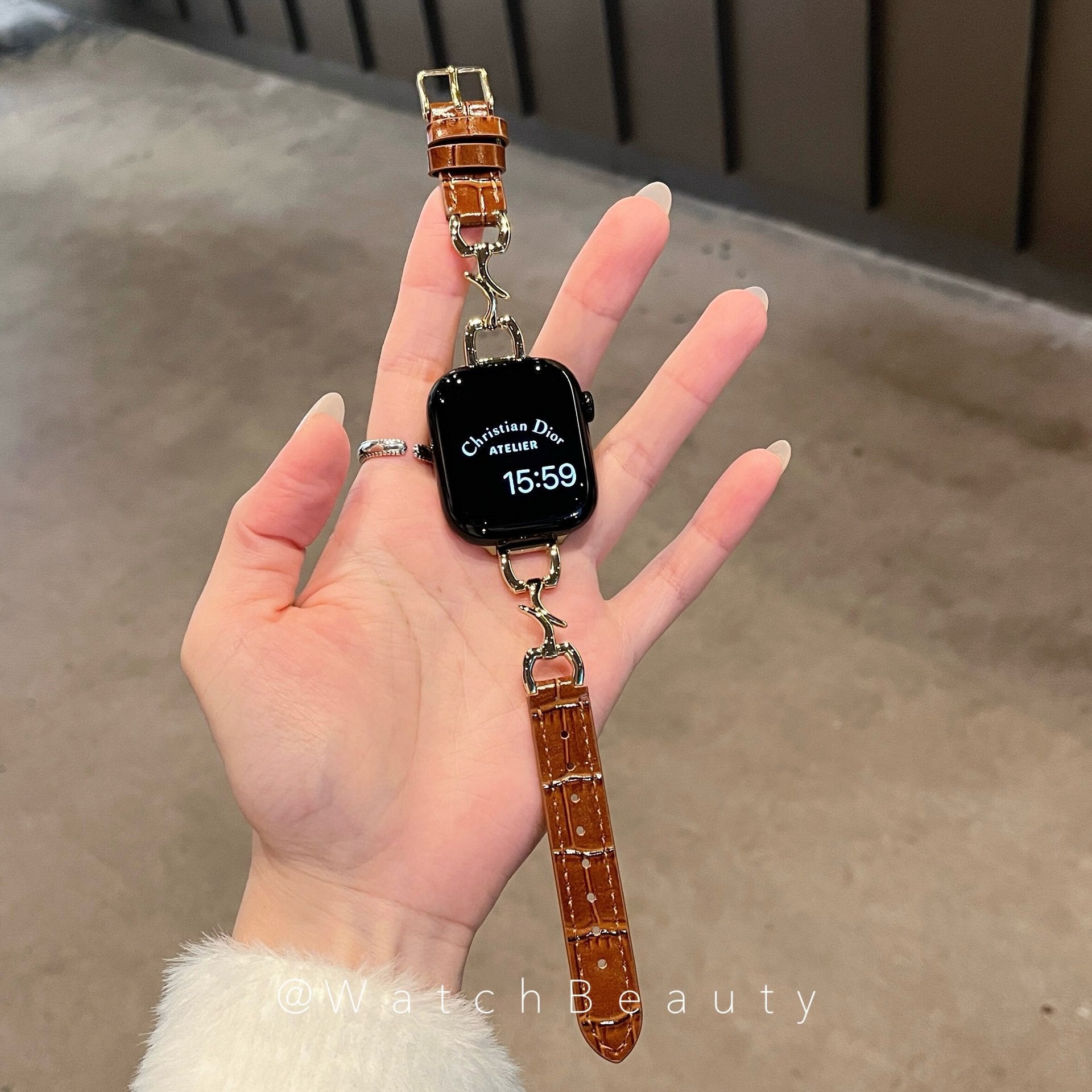 Bracelet de montre en cuir en forme de crocodile