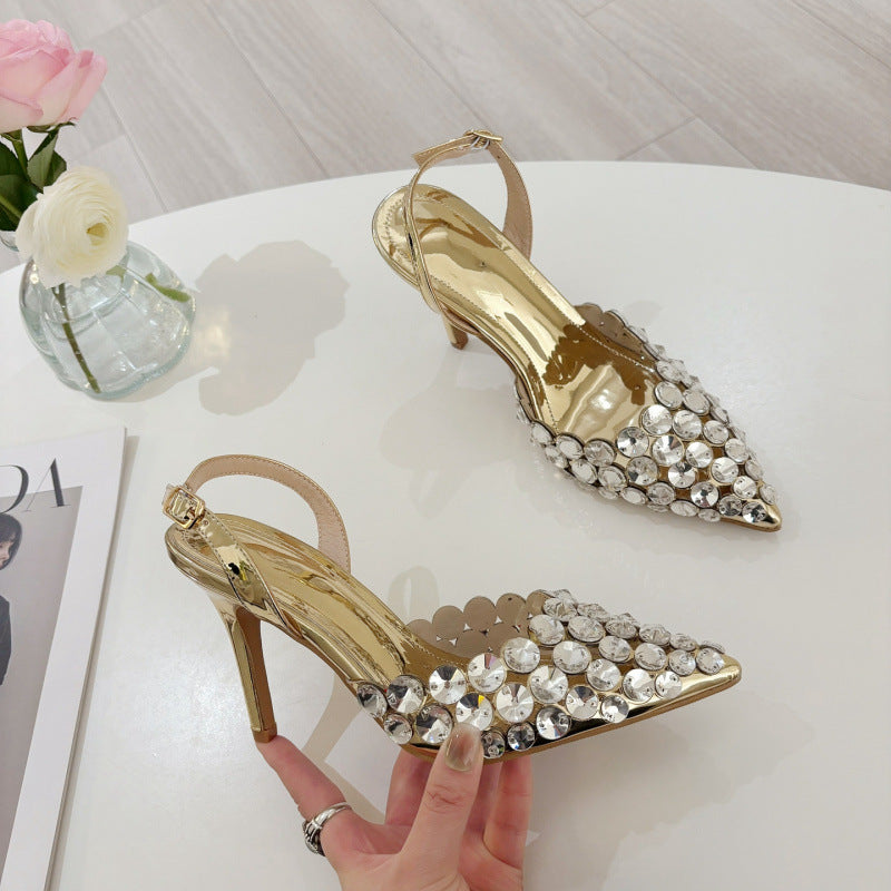 Femmes Sexy Sandales en Strass pointues